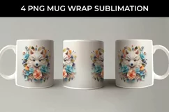 3D Floral Fantasy Pomeranian Mug Sublimation PNG Product Image 3