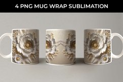 3D white Anemone Flowers Mug Sublimation PNG Product Image 3