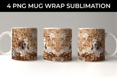 3D white Floral Beagle Dog Mug Sublimation PNG Product Image 3