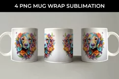 3D Floral Fantasy Dachshund Mug Sublimation PNG Product Image 3
