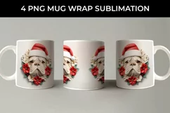 3D Christmas Bulldog Dog Mug Wrap Sublimation PNG Product Image 3