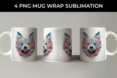 3D Floral Fantasy Chihuahua Mug Sublimation PNG Product Image 3