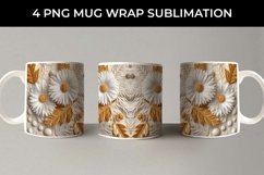 3D white Calendula Flowers Mug Sublimation PNG Product Image 3