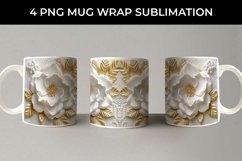 3D white Camellia Flowers Mug Sublimation PNG Product Image 3