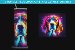 Neon Beagle Dog Tumbler Wrap 20 oz Sublimation PNG Product Image 3