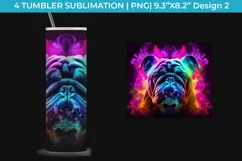 Neon Bulldog Dog Tumbler Wrap 20 oz Sublimation PNG Product Image 3