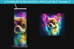 Neon Chihuahua Dog Tumbler Wrap 20 oz Sublimation PNG Product Image 3