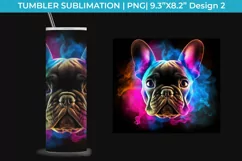 Neon French Bulldog Tumbler Wrap 20 oz PNG Product Image 3