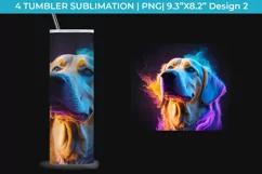 Neon Golden Retriever Dog Tumbler Wrap 20 oz Sublimation PNG Product Image 3