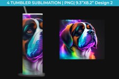 Neon Saint Bernard Dog Tumbler Wrap 20 oz Sublimation PNG Product Image 3