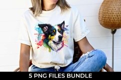Rainbow Australian Shepherd Dog Watercolor PNG Product Image 3