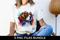 Rainbow Cavalier King Dog Watercolor Bundle Sublimation Product Image 3