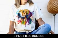 Rainbow Golden Retriever Watercolor PNG for Sublimation Product Image 3