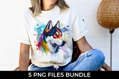 Rainbow Siberian Husky Dog Watercolor PNG Product Image 3