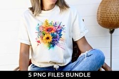 Rainbow Sunflower Watercolor PNG Sublimation Product Image 3