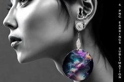 Galaxy Snapdragon Flowers Earrings Sublimation PNG Product Image 3
