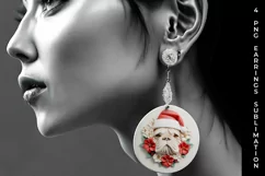 3D Christmas Bulldog Dog Earrings Sublimation PNG Product Image 3