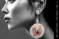 3D Floral Fantasy Cocker Spaniel Earrings Sublimation PNG Product Image 3
