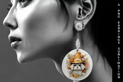 3D Halloween Shih Tzu Dog Earrings Sublimation PNG Product Image 3