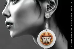 3D Halloween Bulldog Dog Earrings Sublimation PNG Product Image 3