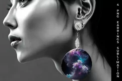 Galaxy Freezia Flowers Earrings Sublimation PNG Product Image 3