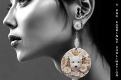 3D white Floral Westie Dog Earrings Sublimation PNG Product Image 3