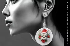 3D Christmas French Bulldog Dog Earrings Sublimation PNG Product Image 3