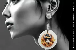 3D Halloween French Bulldog Dog Earrings Sublimation PNG Product Image 3