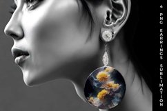 Galaxy Marigold Flowers Earrings Sublimation PNG Product Image 3