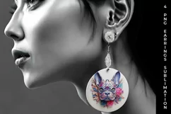 3D Floral Fantasy French Bulldog Earrings Sublimation PNG Product Image 3