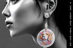 3D Floral Fantasy Beagle Earrings Sublimation PNG Product Image 3