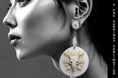 3d Gold White Bull Skull Earrings Sublimation PNG Product Image 3