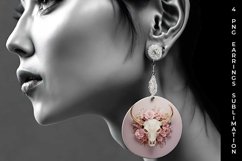 3d Gold Pink Bull Skull Earrings Sublimation PNG Product Image 3