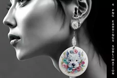 3D Floral Fantasy Westie Earrings Sublimation PNG Product Image 3