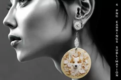 3D white Floral Corgi Dog Earrings Sublimation PNG Product Image 3
