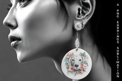 3D Floral Fantasy Dalmatian Earrings Sublimation PNG Product Image 3