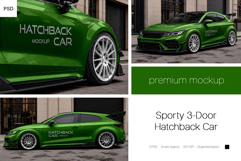 Sporty 3-Door Hatchback Car Mockup Set Product Image 1