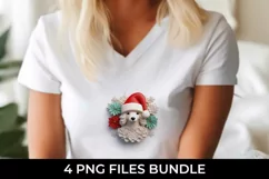 3D Christmas Poodle Dog T-shirt Sublimation PNG Product Image 3