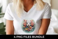 3D Floral Fantasy Poodle T-Shirt Sublimation PNG Product Image 3