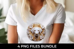 3D white Floral Golden Retriever Dog T-shirt Sublimation PNG Product Image 3