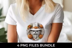 3D Halloween Maltese Dog T-shirt Sublimation PNG Product Image 3
