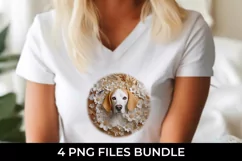 3D white Floral Beagle Dog T-shirt Sublimation PNG Product Image 3