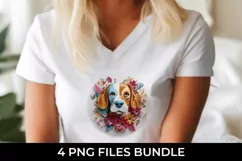 3D Floral Fantasy Beagle T-Shirt Sublimation PNG Product Image 3