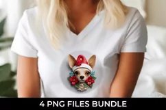 3D Christmas Chihuahua Dog T-shirt Sublimation PNG Product Image 3