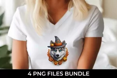 3D Halloween Husky Dog T-shirt Sublimation PNG Product Image 3