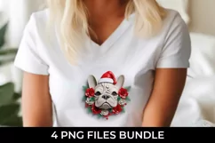3D Christmas French Bulldog Dog T-shirt Sublimation PNG Product Image 3