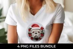 3D Christmas Bulldog Dog T-shirt Sublimation PNG Product Image 3