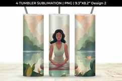 Blissful Serenity - Woman Meditating Tumbler Wrap PNG Product Image 3