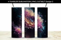 Galaxy Dahlias Flowers Tumbler Wrap 20 oz Sublimation PNG Product Image 3