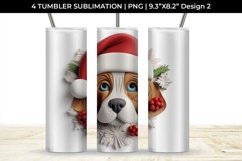 3D Christmas Beagle Dog Tumbler Wrap 20 oz Sublimation PNG Product Image 3